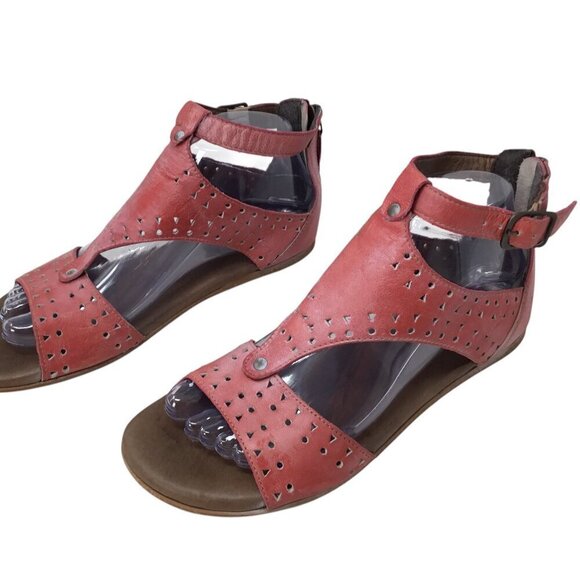 Roan by Bed Stu Kit Cutout Gladiator Leather Sandals Ankle Zip Back Size 7 Flats - Picture 3 of 12